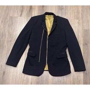 Ron Tomson RNT23 Jacket Mens 38 Blue Zip Front Blazer Slim Fit